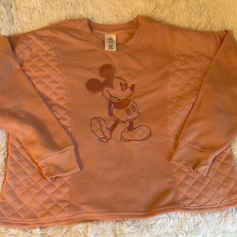 Disney Parks Mickey Mouse Quilted Pullover Sweater NWT Pink